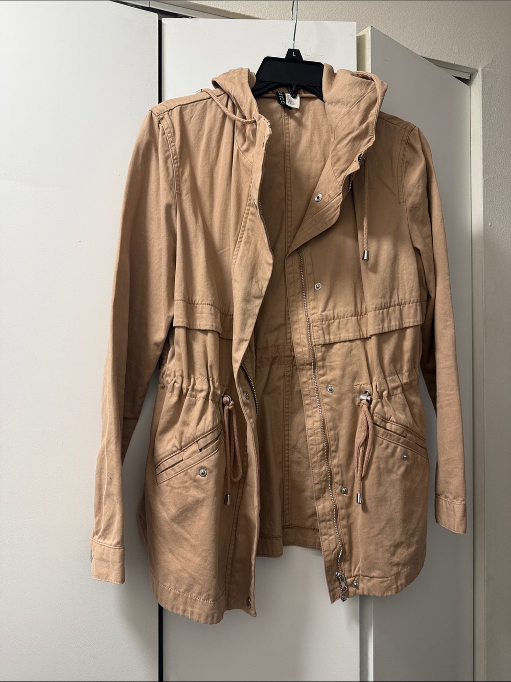 H&M Light Pink Hooded Utility Anorak Jacket